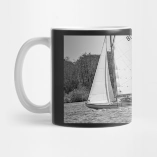 Family in sailing boat on the Norfolk Broads Mug